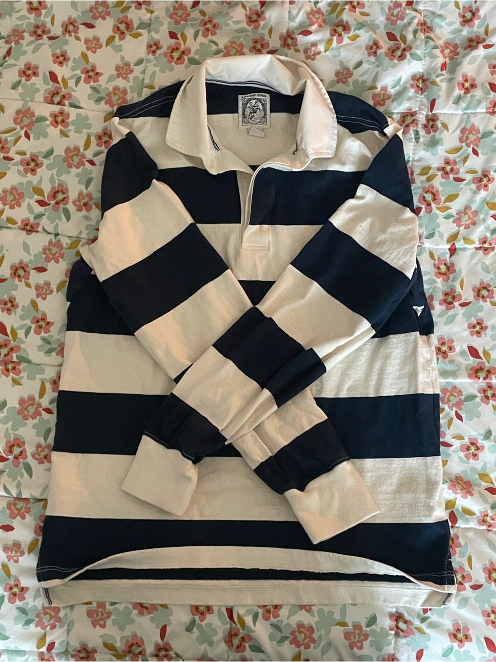 Lands' End Kids Navy & Cream Rugby Shirt